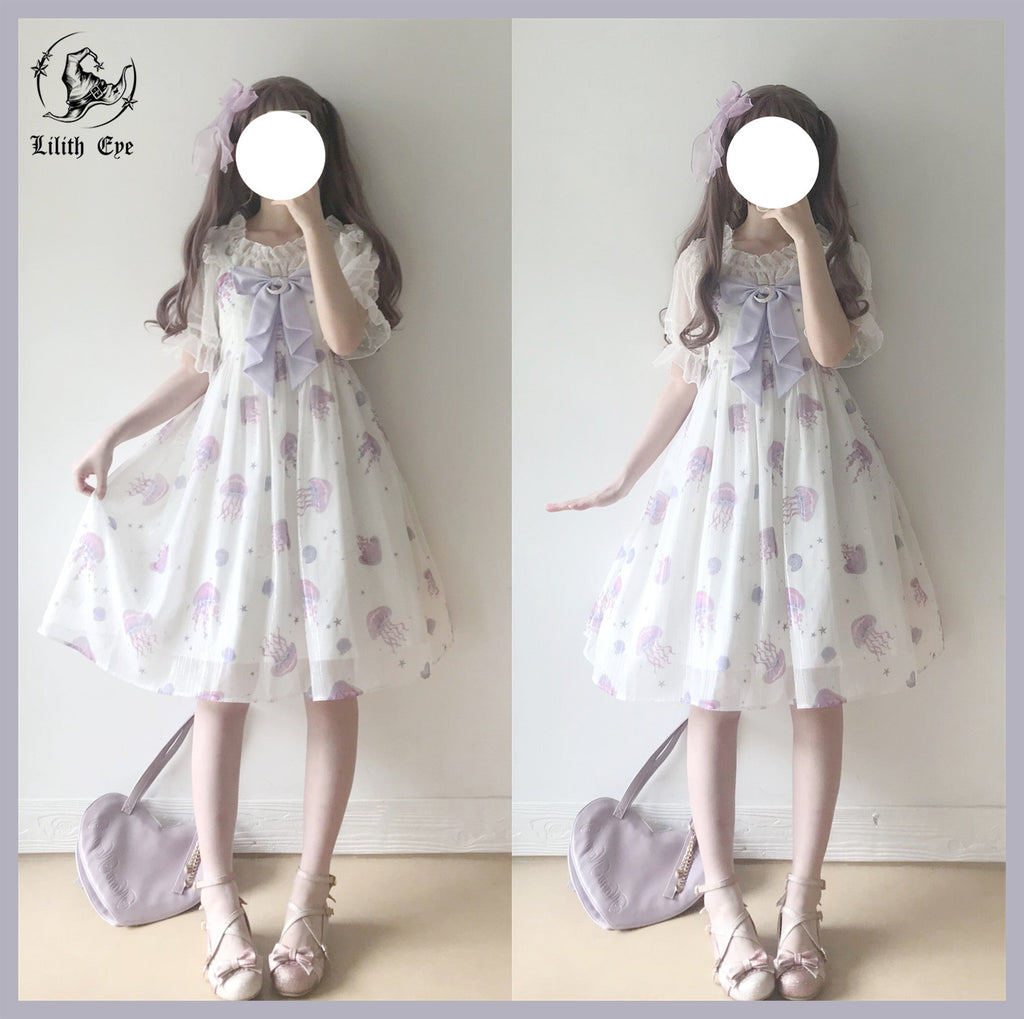 Jellyfish Meteor - Chiffon Fairy Jellyfish Printed Lolita JSK - image 16