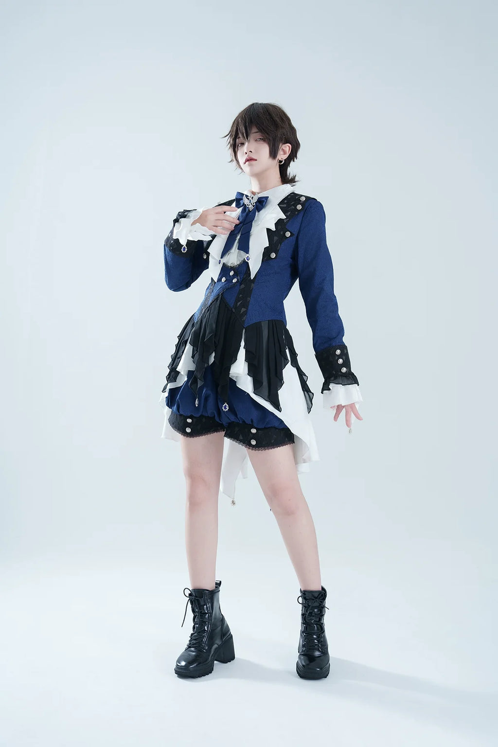 Chris' Son - Gothic Ouji Lolita Coat and Irregular Hem Dress Set - image 8