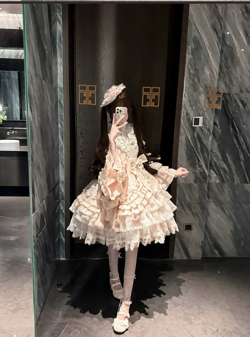 Solo Puppet Sweet Lolita OP Dress with Princess Long Sleeves - image 16
