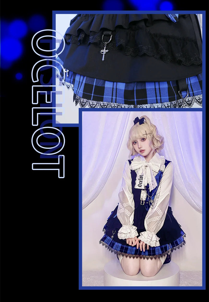 Kalila - Punk Lolita Dress Set Plaid Shorts Set - image 8