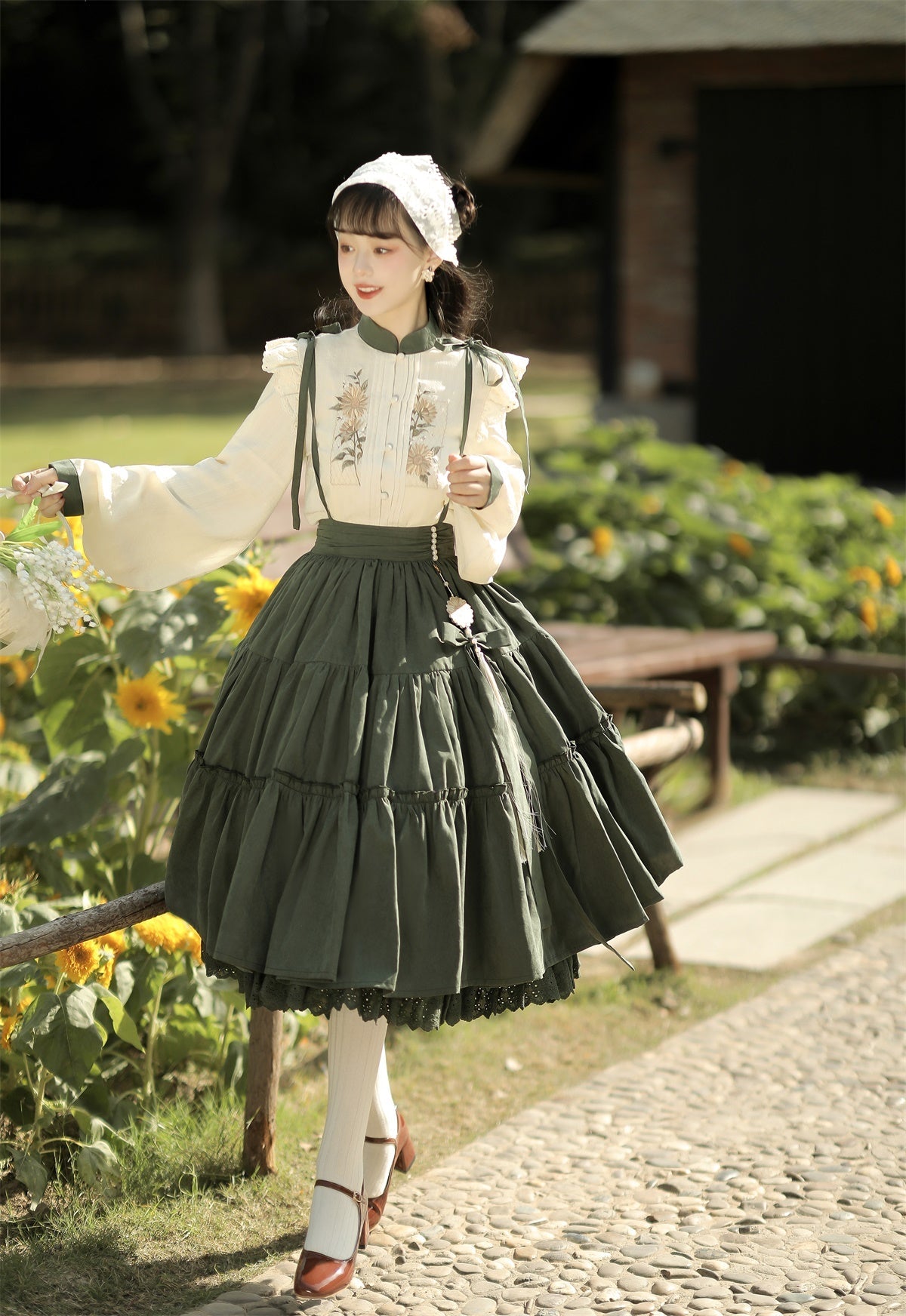Sunflower Appointment - Oriental Classic Lolita Skirt and Blouse - image 2
