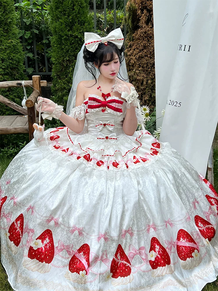 True Love Strawberry Princess White Sweet Lolita Ceremonial Dress - image 4
