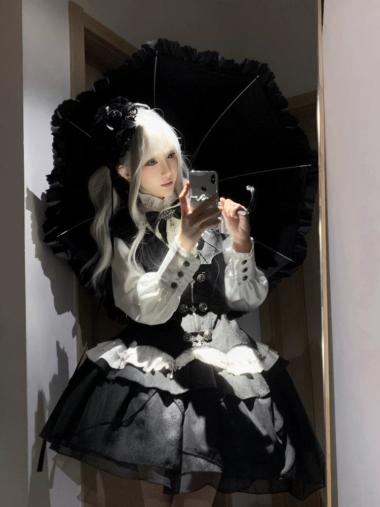 Bloodline Duke - Gothic Lolita SK Suit Spider Web Vest and Blouse - image 10