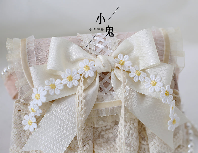 Elegant Lolita Bag Daisy Pearl Chain Lace Handbag - image 7