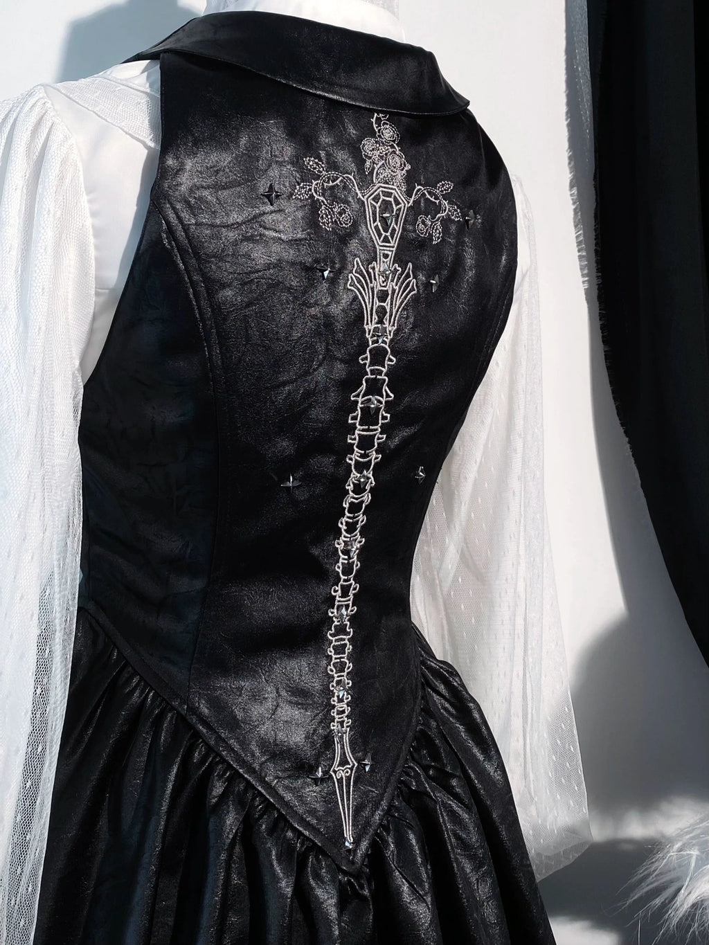 Bone Sword - Gothic Lolita Slim-Fit Vest with Embroidery - image 5