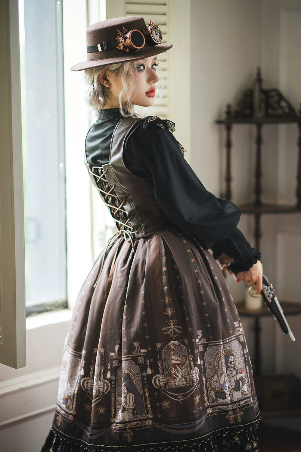 Demon Hunting Notes - Fishbone Gothic Lolita Skirt - image 12
