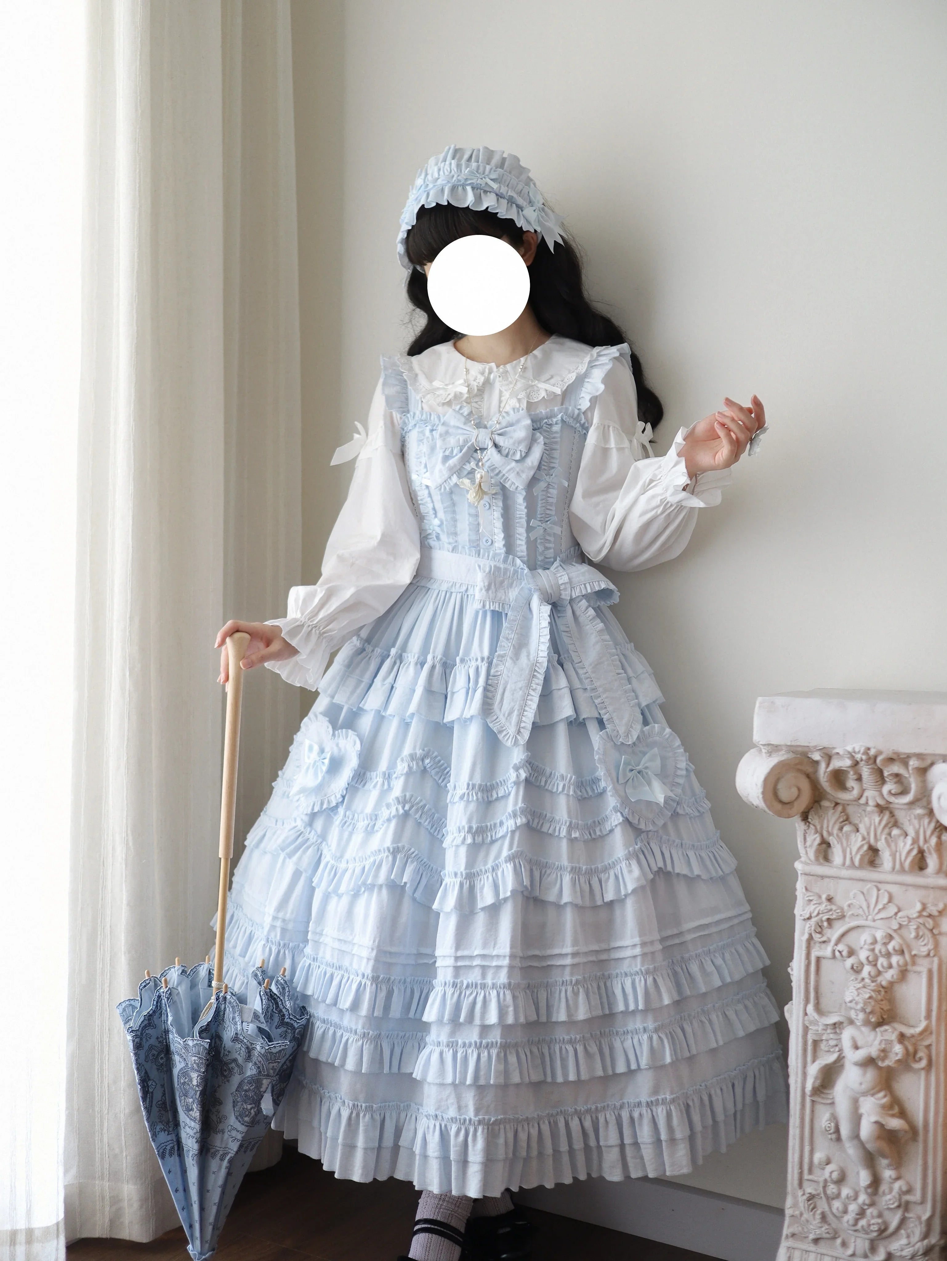 Loveheart - Solid Classic Lolita JSK Dress, Tiered Hem - image 15