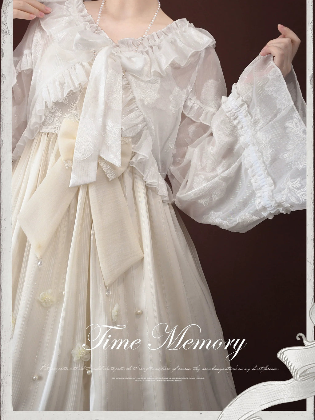 Xianbei - Sweet Lolita Chiffon Lantern Sleeve Cardigan with Bow - image 2