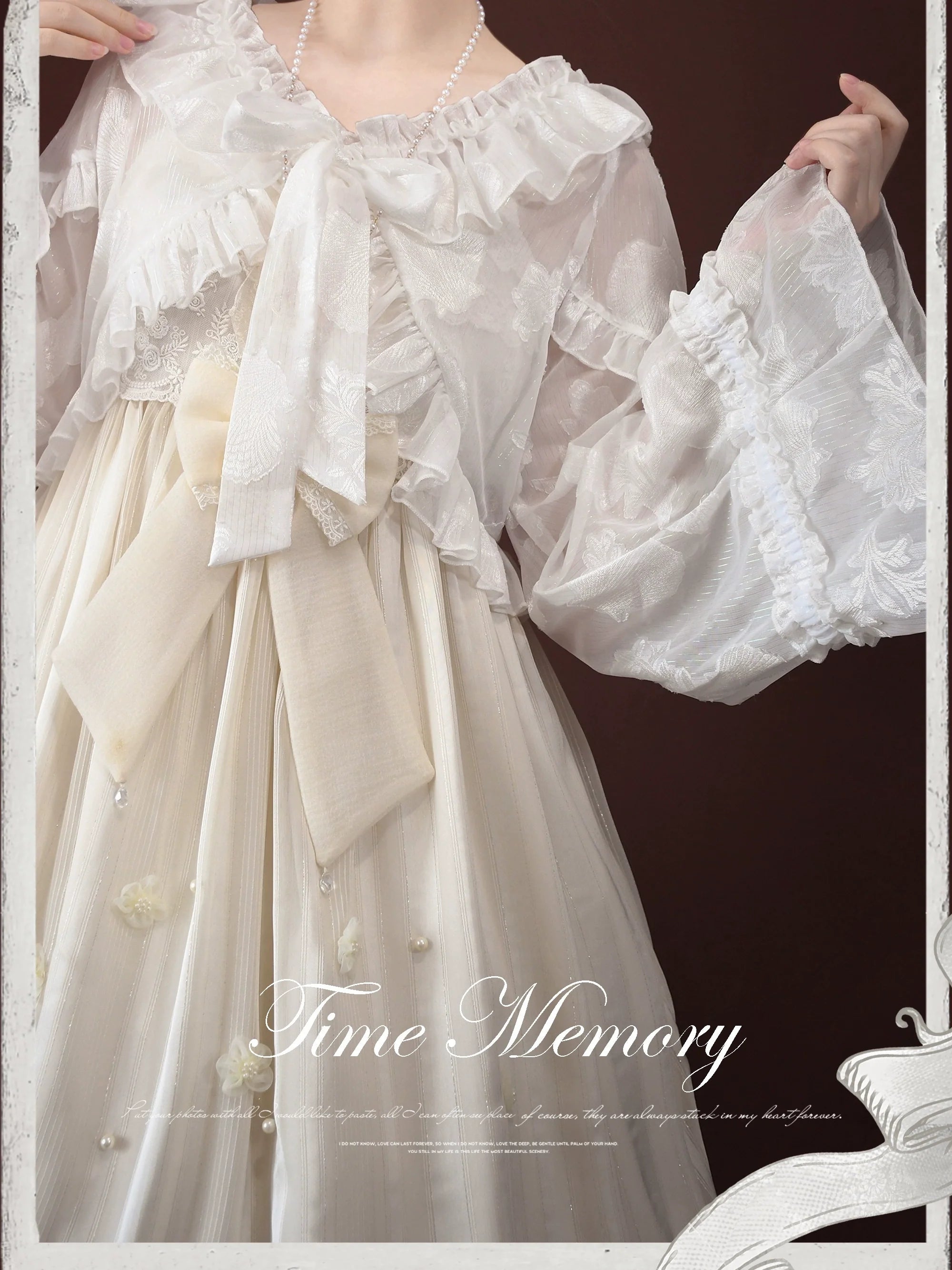 Xianbei - Sweet Lolita Chiffon Lantern Sleeve Cardigan with Bow - image 2