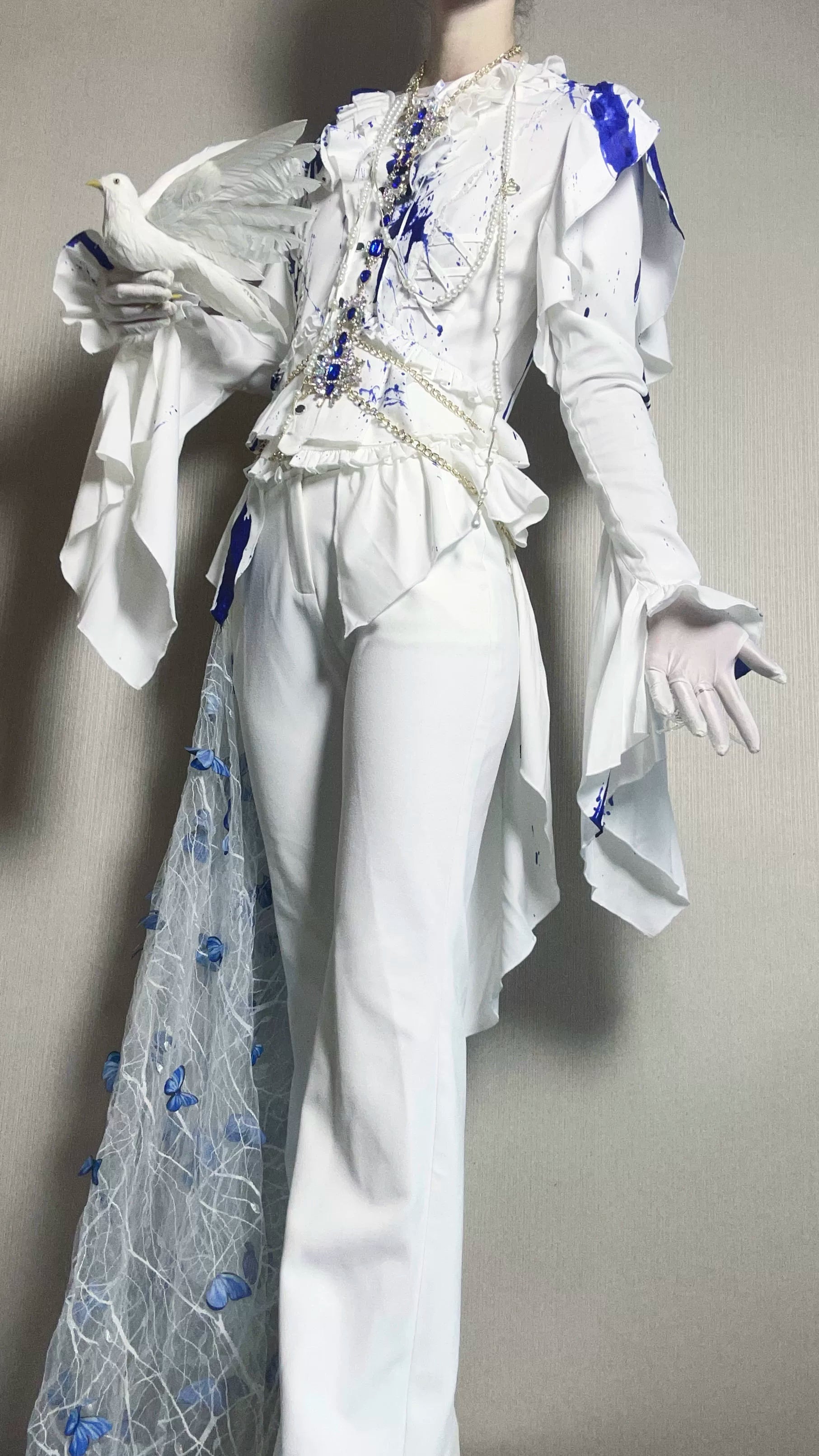 Echo of Deep Sea - Satin Ouji Lolita Trailing Blouse, Solid or Blood Stain Style - image 27