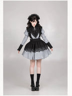 Nocturne SP - Striped Gothic Lolita OP Twin Lolita Dress with Apron and Accessories - image 28