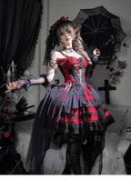 Eternal Thorn of the Dragonbone - Embroidered Gothic Lolita JSK Dress, Off-Shoulder and Accessories - image 10
