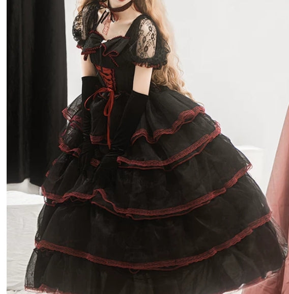 Shisan District - Wedding Lolita OP Suit with Angel Demon Wings - image 30