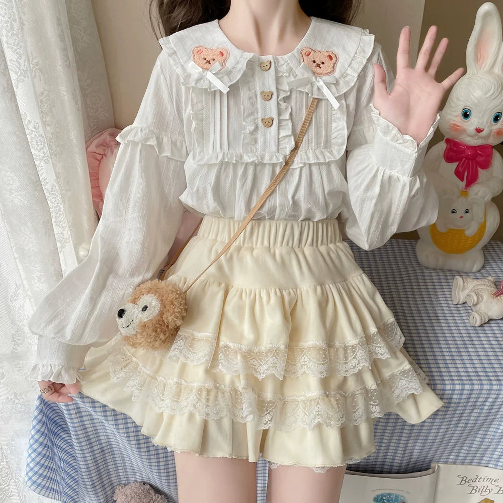 Kawaii Lolita Skirt Lace Cake Short SK - image 1