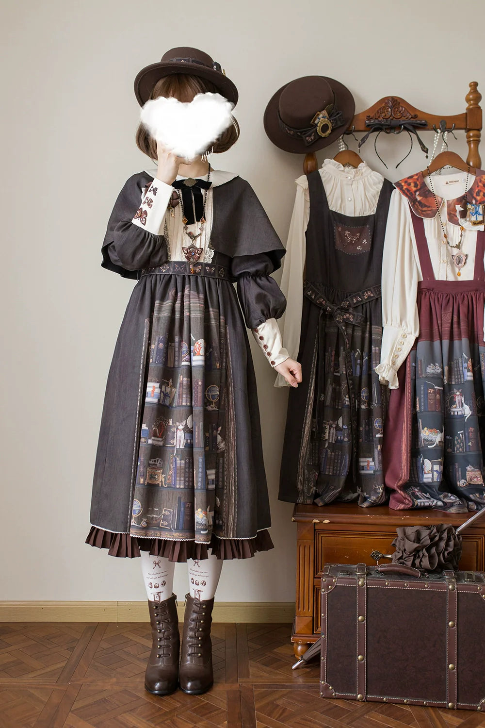 German Bookshelf - Classic Lolita OP Dress & Detachble Cape - image 18