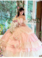 Love and Roses Princess Bridal Lolita Dress with Tiered Rose Skirt - image 2