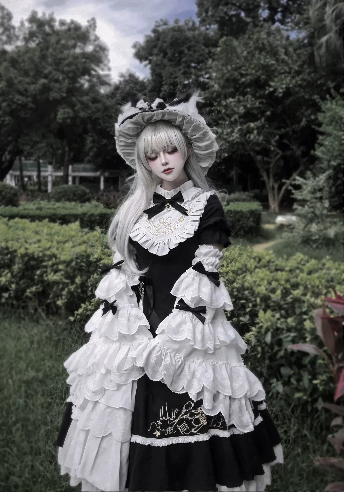 Sewing Magic Cat - Classic Lolita Six-Panel OP Dress with Embroidery and Accessories - image 19