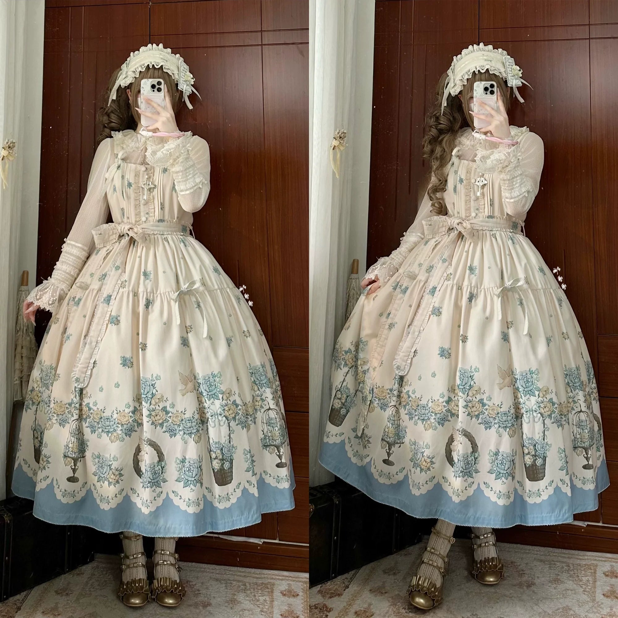 Floral and Bird Series - Classic Lolita JSK Dress, Floral Print - image 33