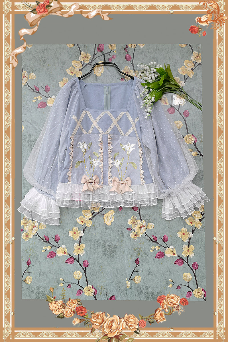 Melaleuca Lily - Embroidery Country Lolita Blouse and Skirt and Accessories - image 13