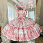 Girl's Secret - Pink Sweet Lolita JSK Dress with Lace and Bow Trailing - image 12