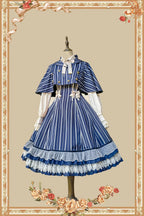 Elegant Lolita Stripe High-waist Jumper Dress Set and Cape - image 12