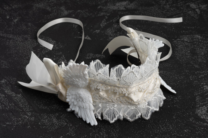 White Lace Angel Wing Gothic Lolita Hairband - image 8