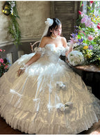 Love and Roses Princess Bridal Lolita Dress with Tiered Rose Skirt - image 5