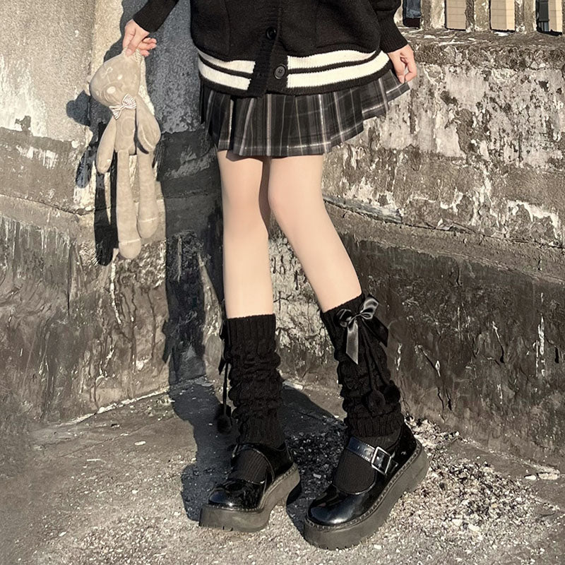 Cute Lolita Leg Warmers Winter Knitted JK Pile Socks - image 12