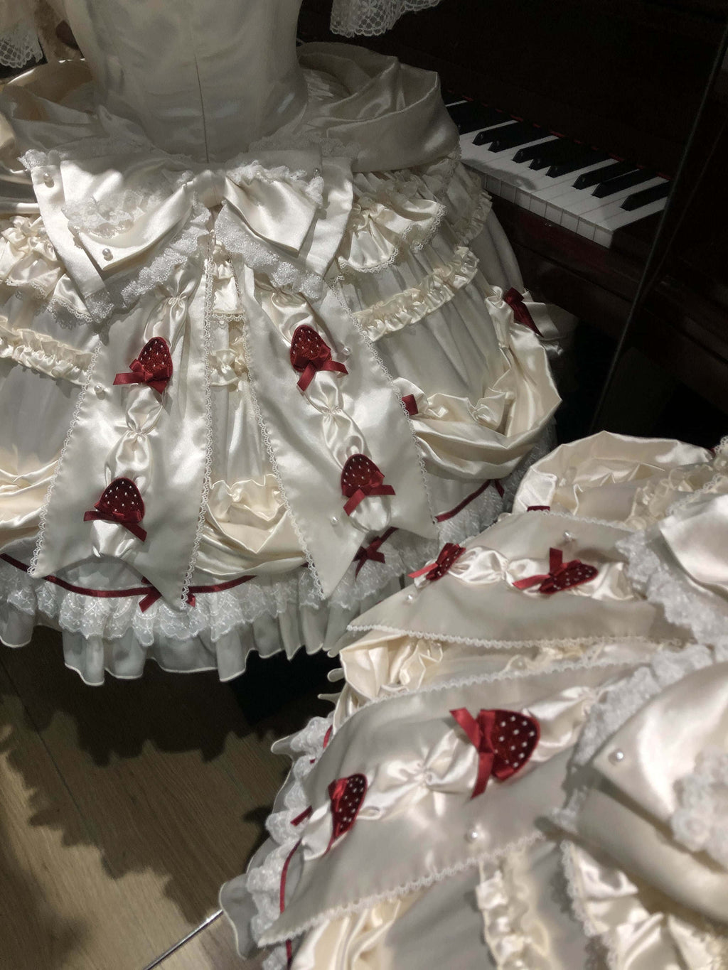 Paria Cream Strawberry Satin Lolita OP Dress and Accessories - image 10