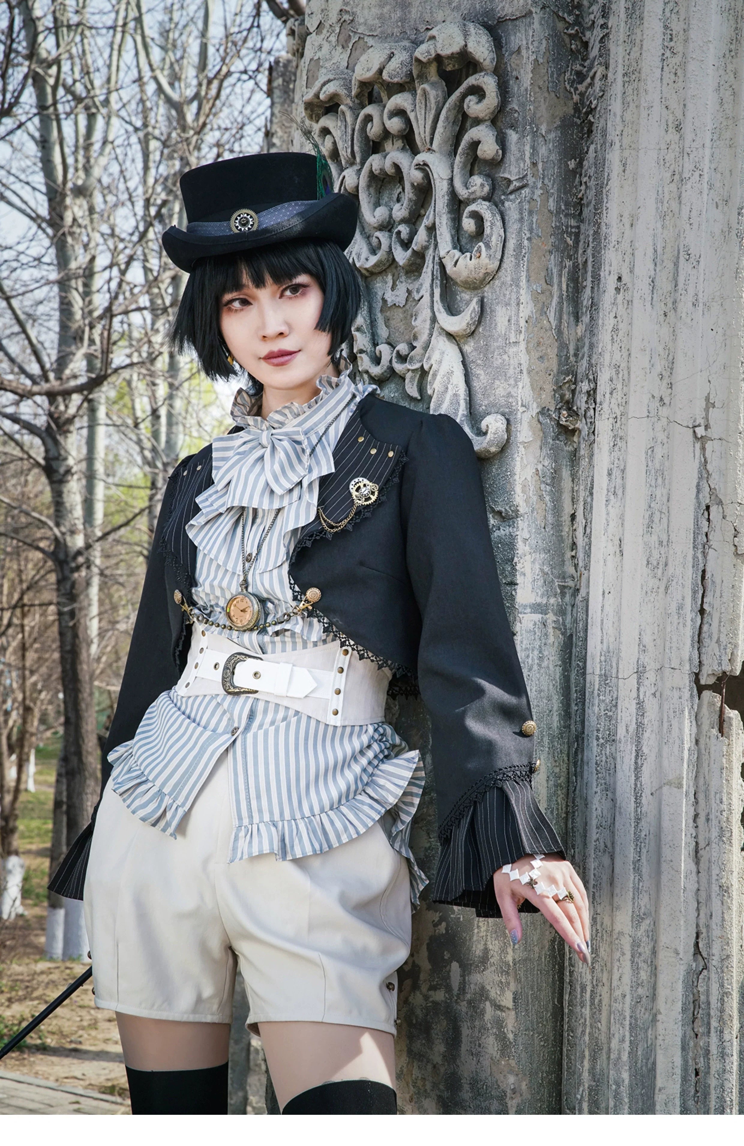 Gothic Lolita Black Cropped Cardigan Jacket - image 4