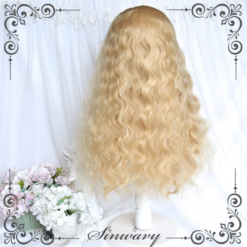 Black Gold Girl - Elegant Lolita Wig Golden Long Curly Hair - image 8