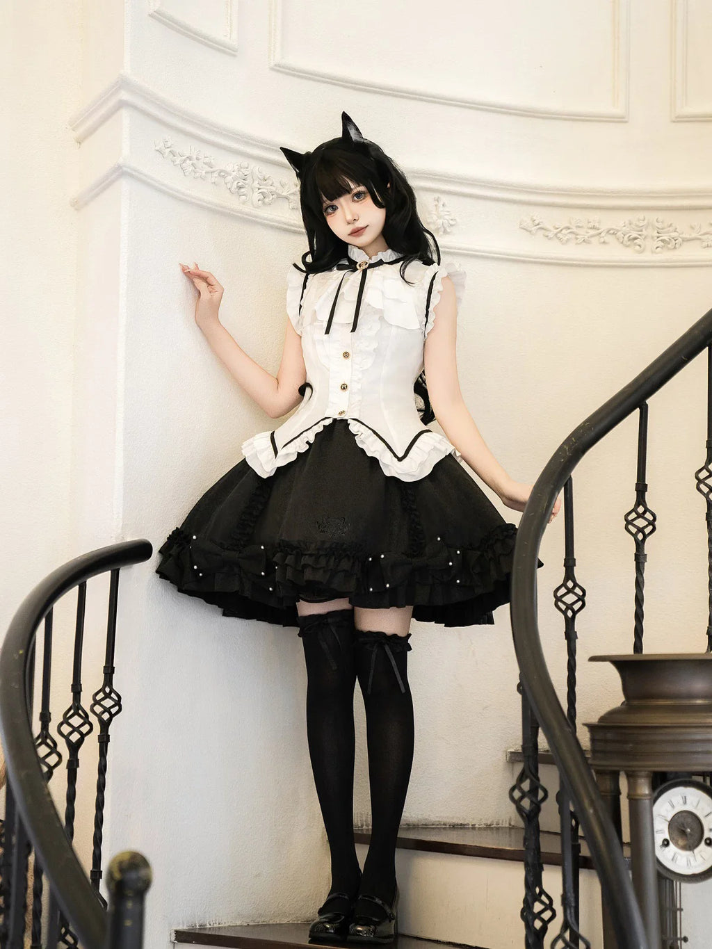 Miss Black Cat - Gothic Maid Lolita Skirt Set, Slim Fit - image 13