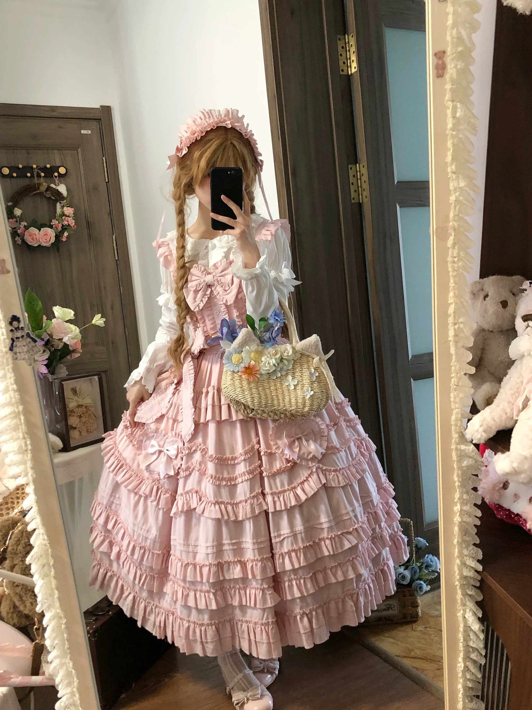 Loveheart - Solid Classic Lolita JSK Dress, Tiered Hem - image 11