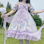 Coral Jellyfish - Sweet Lolita High-waist JSK Dress, Jellyfish & Coral Print and Accessories - image 30
