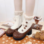 Winter Lolita Boots Fur Mary Jane Lolita Low Heel Shoes - image 55