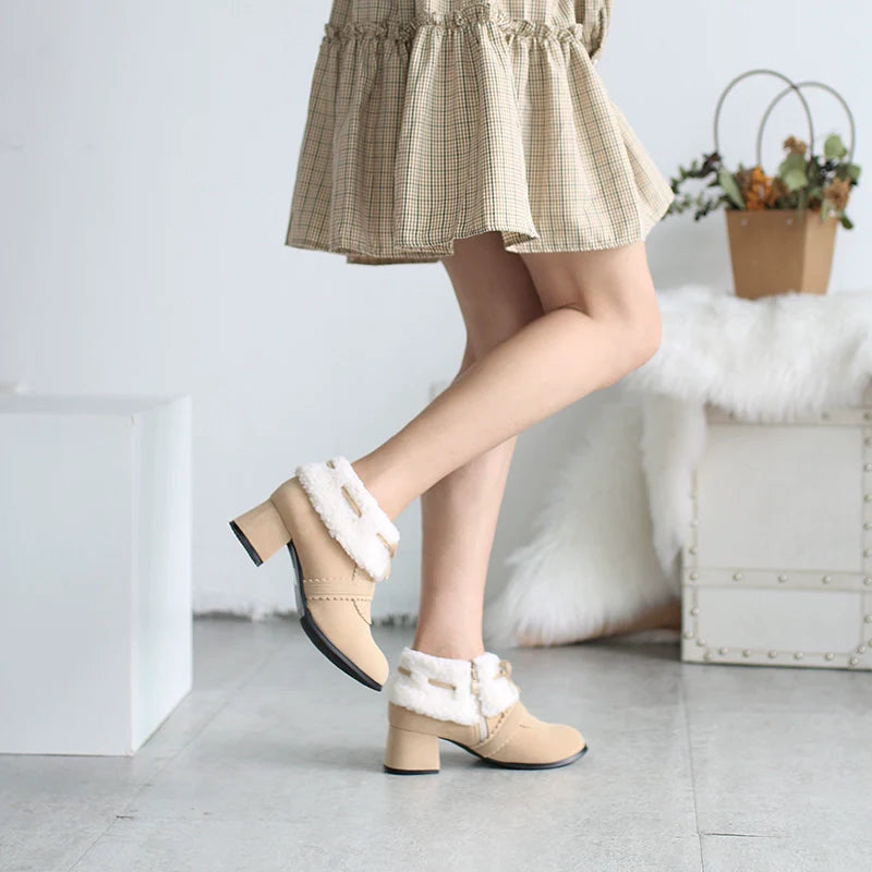 Kawaii Winter Lolita Multicolor Ankle Boots - image 6