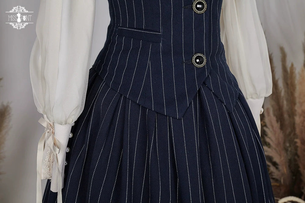 Rose Doll - Elegant Lolita Striped Fishbone Skirt - image 88