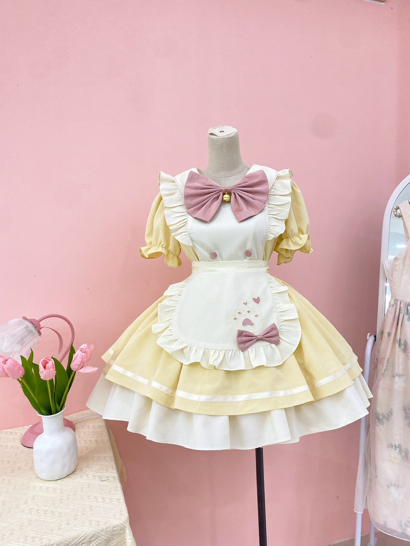Cat Cafe - Maid Lolita OP dress with Detachable Bow and Apron - image 15