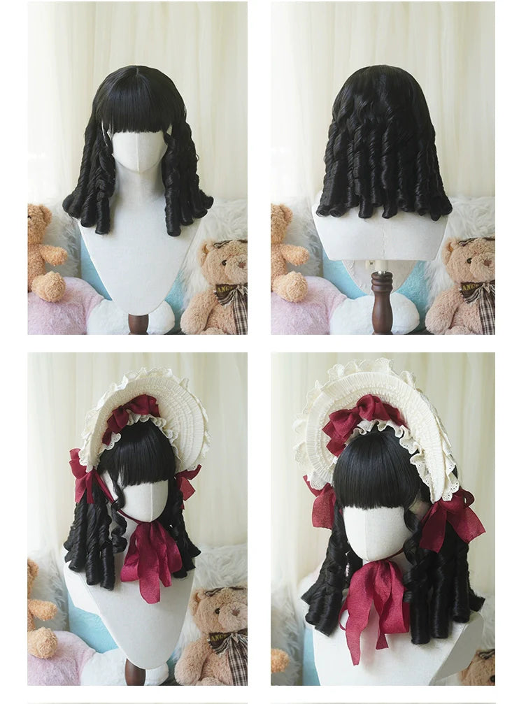 Retro Lolita Wig Short Roman Curl Hairpiece - image 21