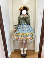 Cat and Sunflower - Sweet Lolita JSK, Cat and Sunflower Print - image 17