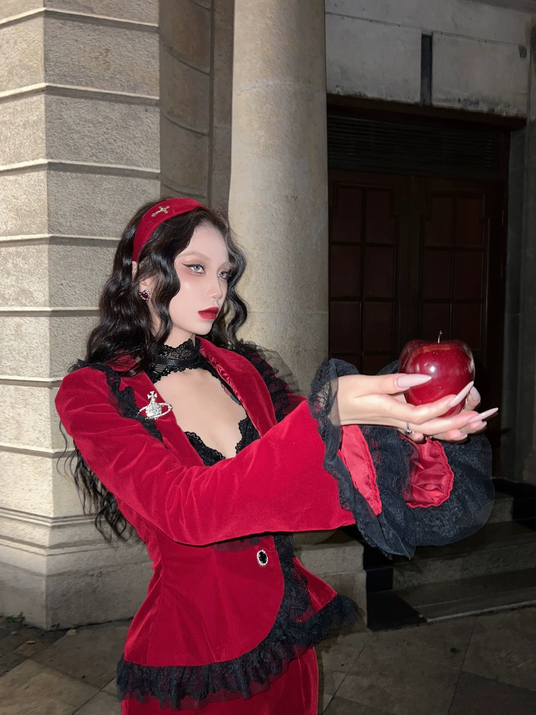Poisonous Apple - Burgundy Lolita Jacket and Fishtail Skirt Options - image 10