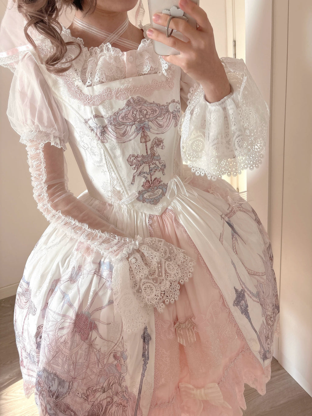 Frosted Starlight - Old School Lolita Blouse, Detachable Sheer Sleeves - image 8