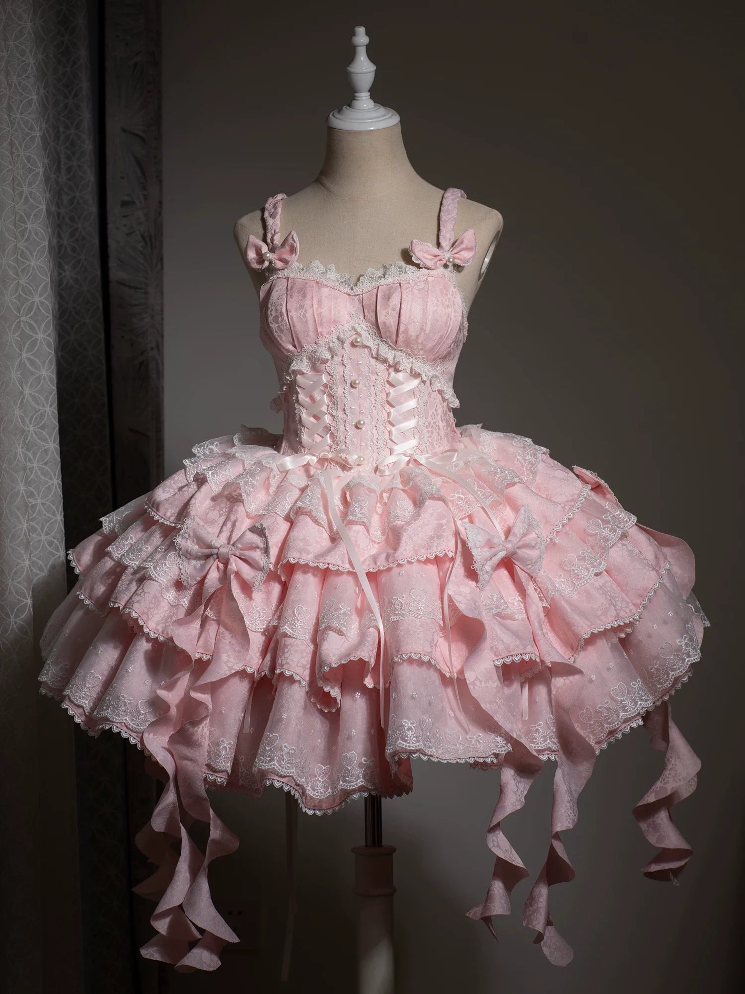 Mori Isle - Solid Gothic Lolita JSK Dress, Embroidered Lace - image 5