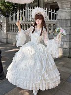 Drapery Poem - Sweet Wedding Lolita JSK Dress, Long Tiered Skirt - image 11