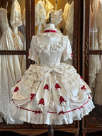 Paria Cream Strawberry Satin Lolita OP Dress and Accessories - image 3