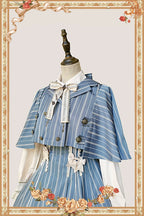 Elegant Lolita Stripe High-waist Jumper Dress Set and Cape - image 33