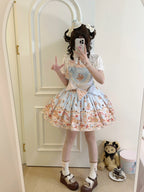 Little Bear Bonny - Kawaii Lolita Salopette, Bear & Dessert Print - image 9