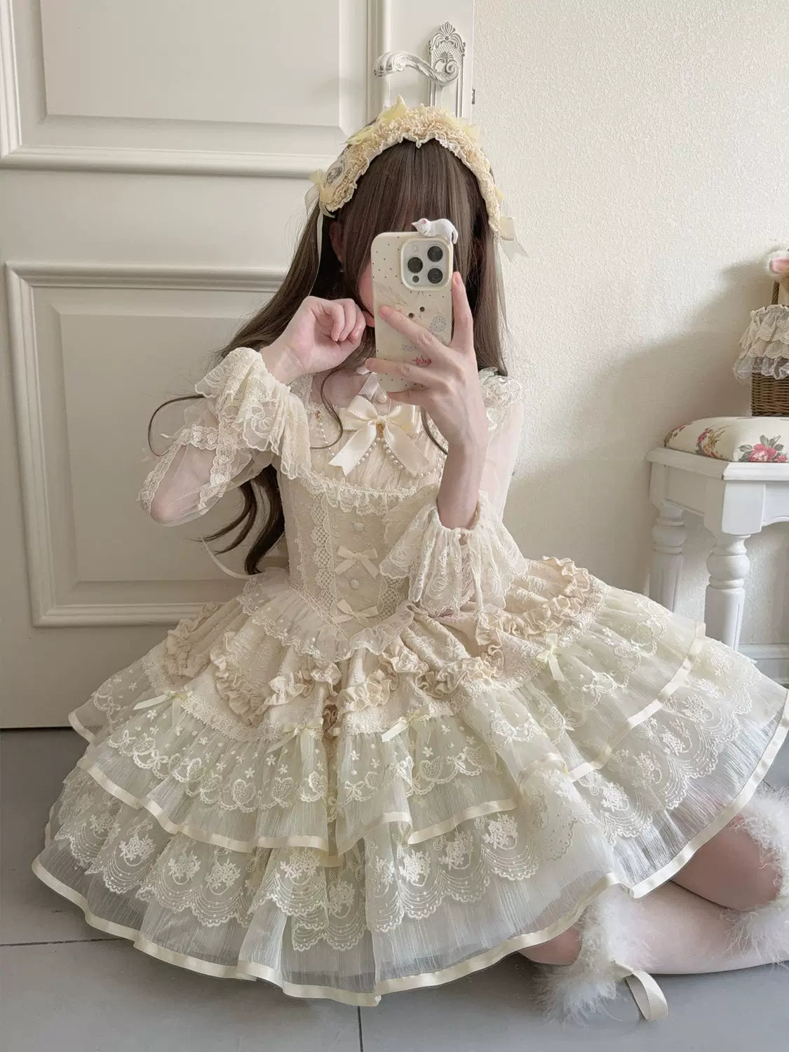 Ballet Dream - Sweet Lolita JSK Dress, Petal-like Layered Skirt - image 12