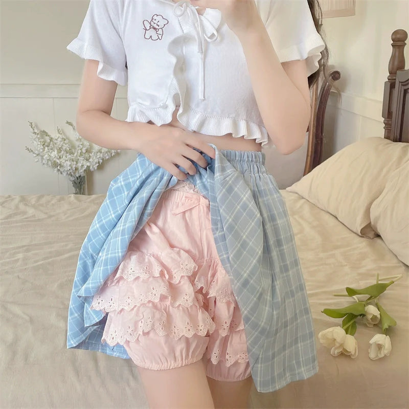 Cotton Lolita Bloomers, Tiered Hem Cake Shorts - image 12