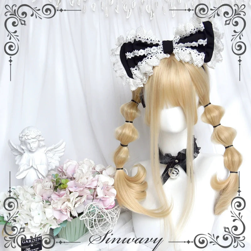 55cm Blonde Curly Lolita Wig with Detachable Double Ponytails - image 5